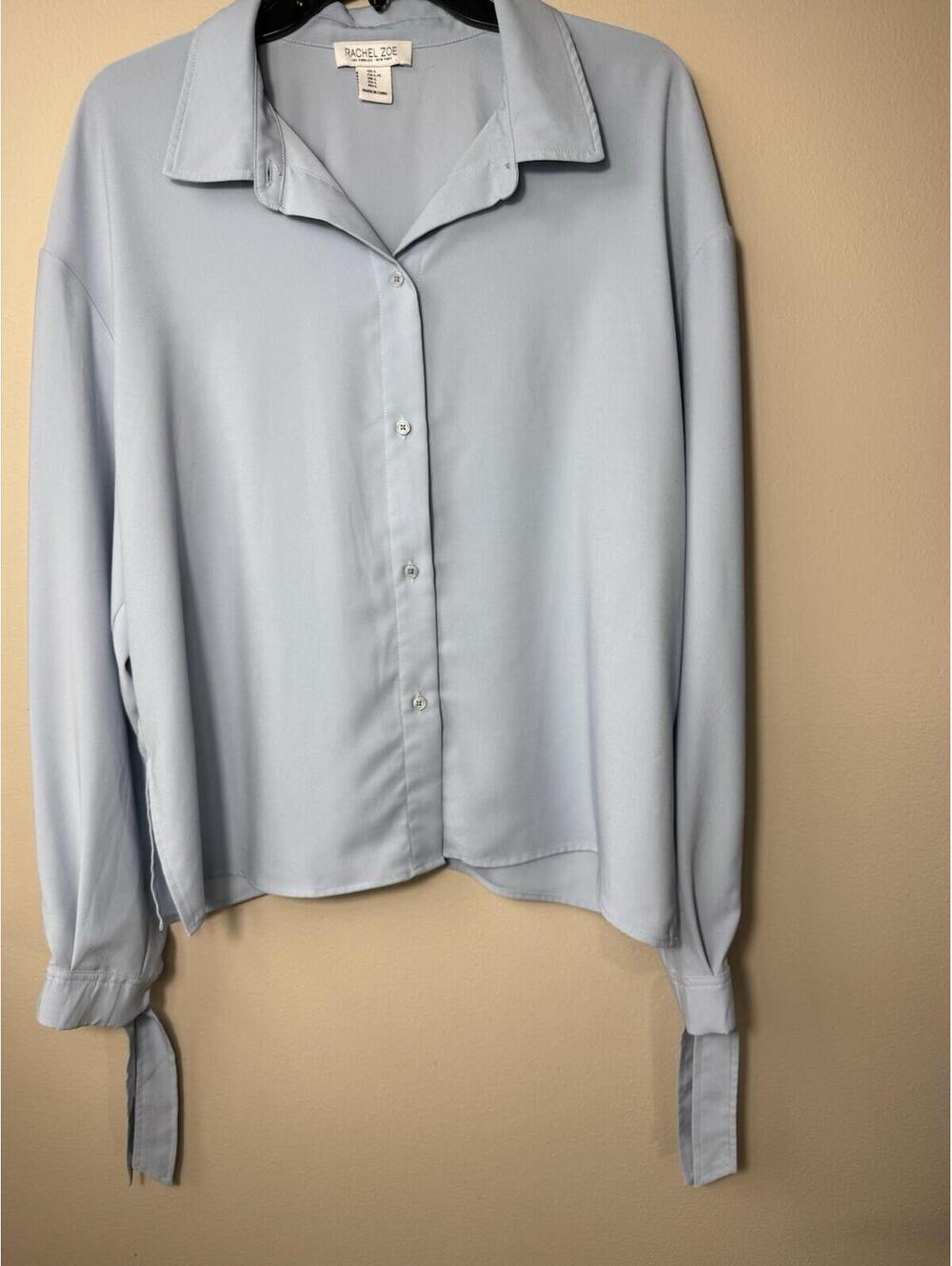 Rachel Zoe Shirt Womens Size L Light Blue Button Down Long Sleeve - Picture 2 of 9